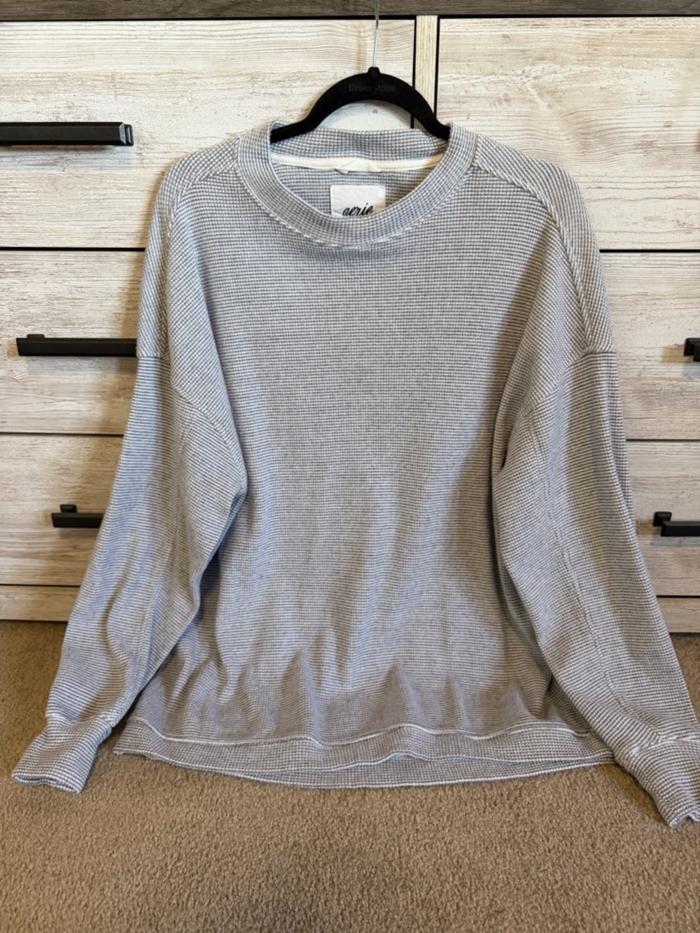 Aerie Oversized Getaway Waffle Sweatshirt Pullover Small